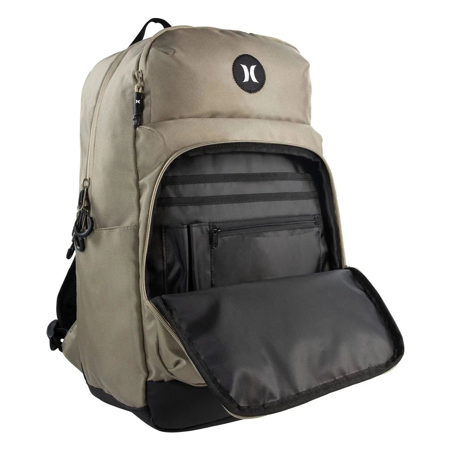 New Hurley Rider Backpack Khaki & Black Laptop & Bottle Pockets, 9A7386-X1T O/S
