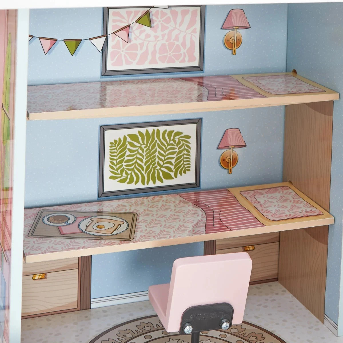 New Kidkraft Lakeview Villa Wooden 59" Dollhouse & Greenhouse, 13 Play Pls 20656