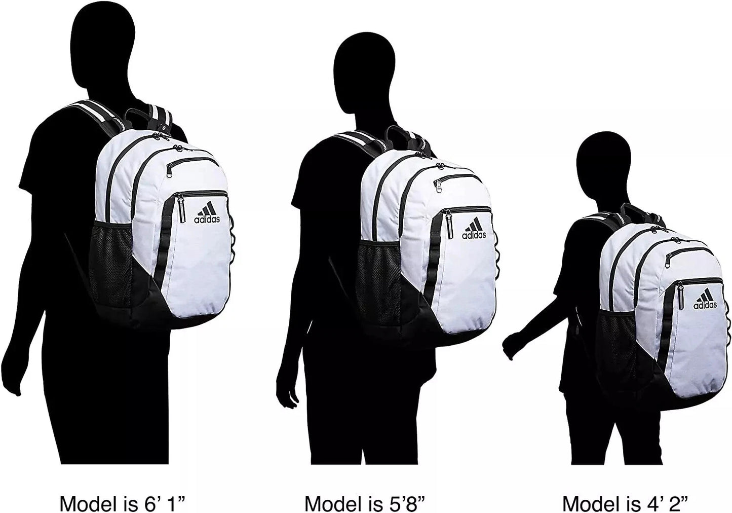 adidas Excel 6 BOS Unisex Backpack, 5153175 Jersey White/Black 2450 CU NWT