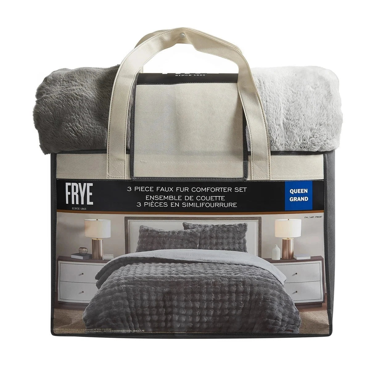 Frye Luxury Bubble Faux Fur Comforter 3 Piece King Set, Reversible Choice Colors