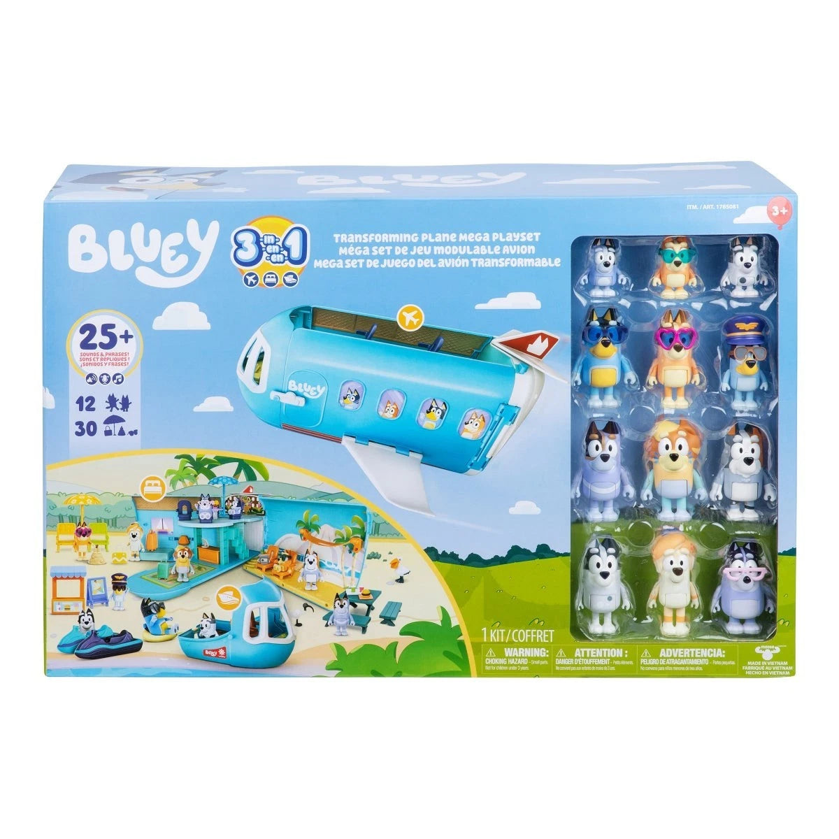 Bluey's 3-IN-1 Transforming Plane Mega Set S13 Ultimate Family Trip Playset, 42p