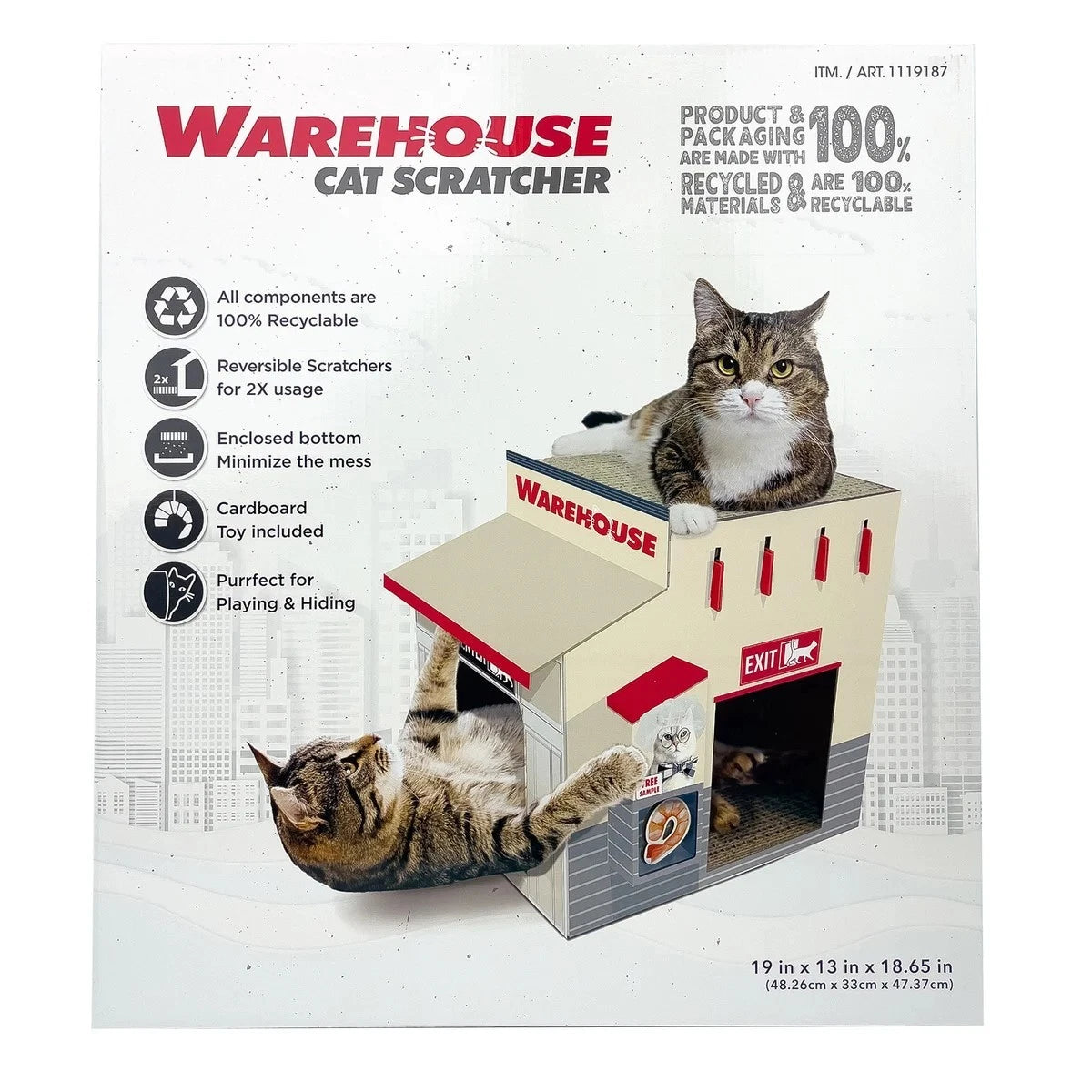 New Viral Warehouse Cat Scratcher, Double Decker House 19"x13"x18.65" 1119187