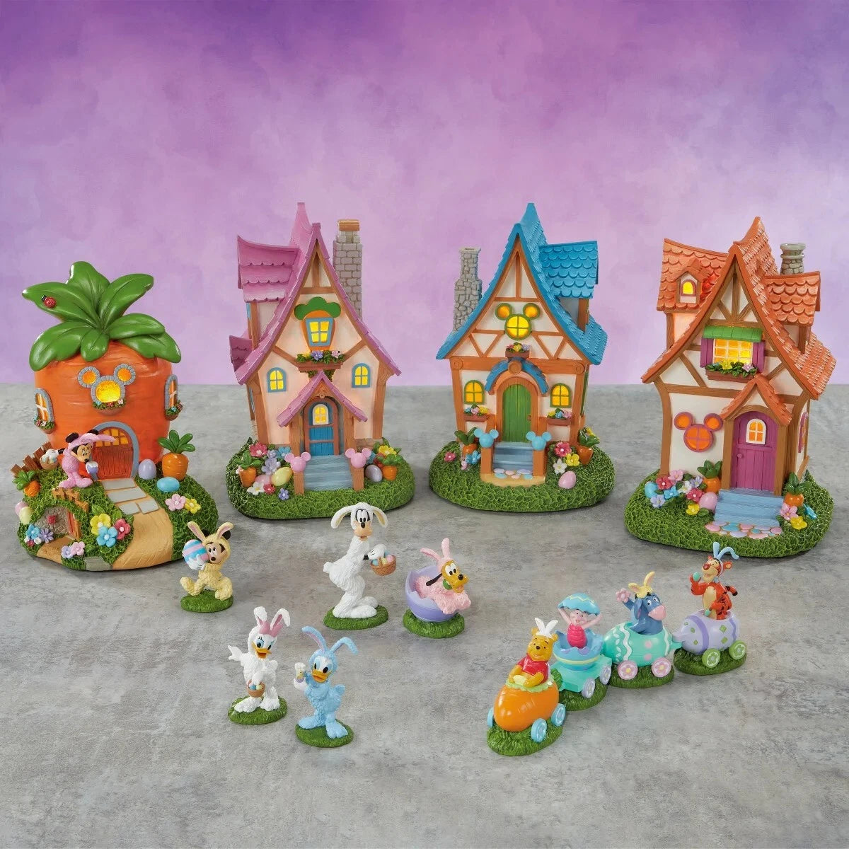 Disney Spring Musical Light-Up Easter Spring Village 13-piece Holiday Set NEW NI