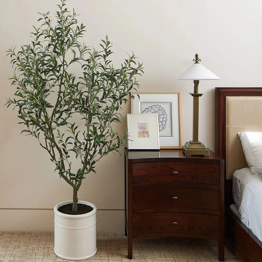 New CGH Artificial Faux 6.5’ Olive Tree w/French Crock Planter, 1695672