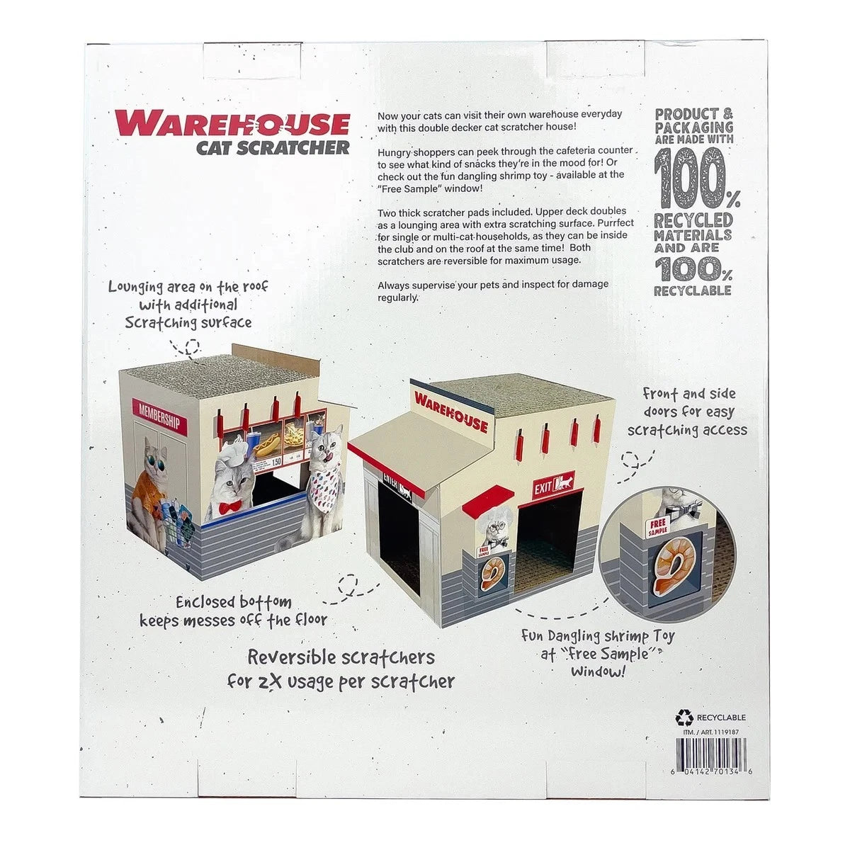 New Viral Warehouse Cat Scratcher, Double Decker House 19"x13"x18.65" 1119187