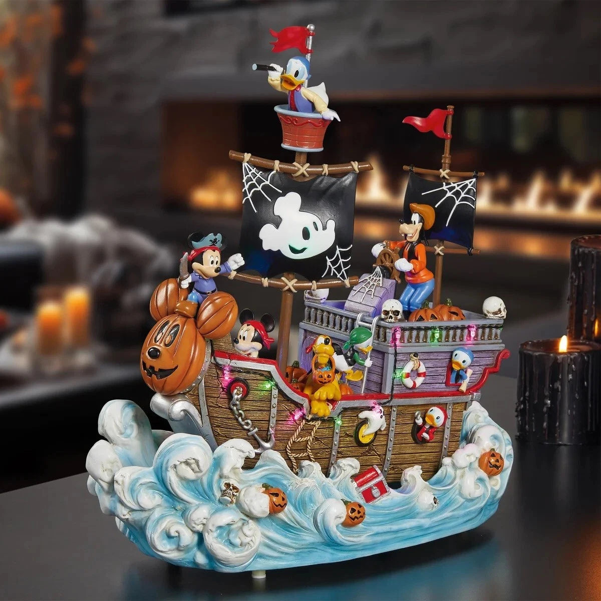 Disney Halloween Animated Pirate Ship with Lights and Music, Whole Gang Aboard