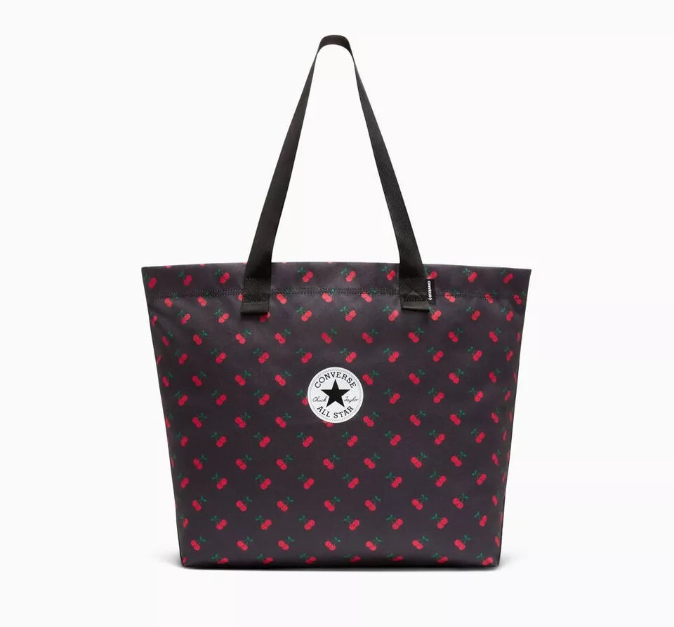 Converse Unisex Cherry Print Canvas Tote Bag, 10026021-A01 Converse Black Cherry