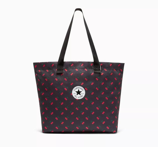 Converse Unisex Cherry Print Canvas Tote Bag, 10026021-A01 Converse Black Cherry