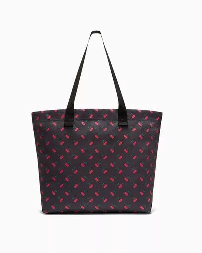 Converse Unisex Cherry Print Canvas Tote Bag, 10026021-A01 Converse Black Cherry