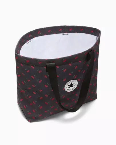 Converse Unisex Cherry Print Canvas Tote Bag, 10026021-A01 Converse Black Cherry