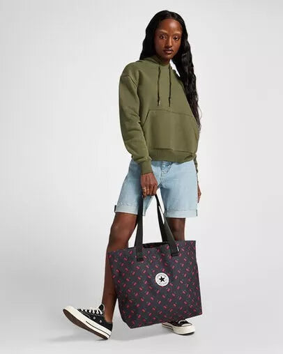 Converse Unisex Cherry Print Canvas Tote Bag, 10026021-A01 Converse Black Cherry